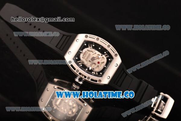Richard Mille RM 52-01 Miyota Quartz Steel Case with Skull Skeleton Dial and White Markers - Click Image to Close